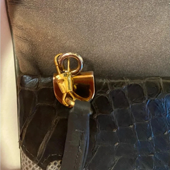 Vintage Carlo Fiori of Italy Purse Shoulder / Clutch Grays/Browns Reptile Skin - Picture 6 of 11